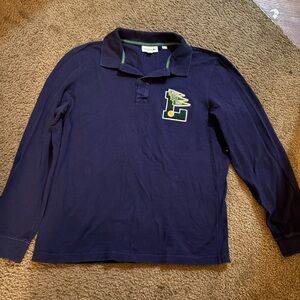 Lacoste Navy Long Sleeve Polo with Logo
